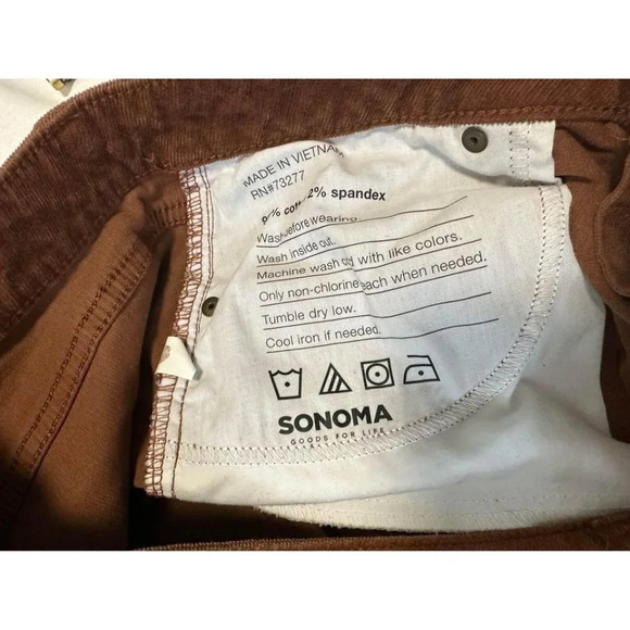 Corduroy brown neutral women’s pants Sonoma Size 12 #0439 - Picture 3 of 8